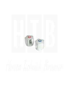 1 PAAR EURO-DESIGN KNOPPEN (KOUD+WARM) - KUNSTSTOF VERCHROOMD K50-X117