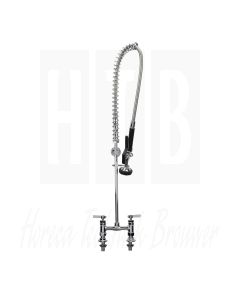 Encore 6 "(152mm)OC voorspoeldoche messing verchroomd, dubbelbaats bladmontage met muurbeugel, ACS gecertificeerd, KL66-1000-BR 