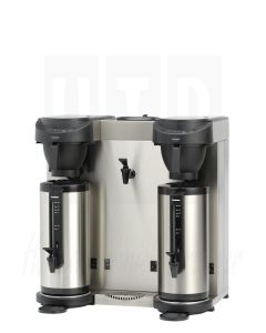 Koffiezetapparaat met 2 thermoscontainers en heetwateraftap, Animo MT202W - ZWART, vaste wateraansluiting, 9010582