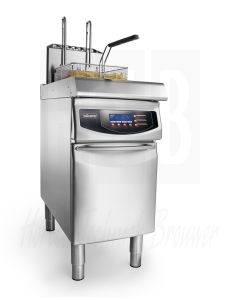 Gebruikt Hoog vermogen Aardgas friteuse Elframo GFP 25, 230 Volt 50HZ, GFP 25, met mandenlift.