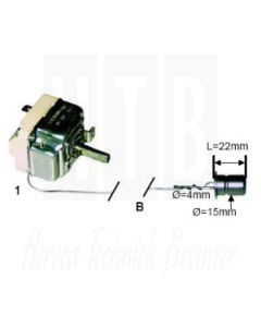 EGO Thermostaat 30°-87°C, 1-polig wisselcontact Dopvoeler Capillair 1140/350mm. 55.10213.060