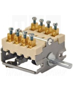 EGO 7-Standenschakelaar (0-1-2-3-4-5-6) 2-polig + signaalcontact, Steekaansluiting F6,3, 49.27215.500