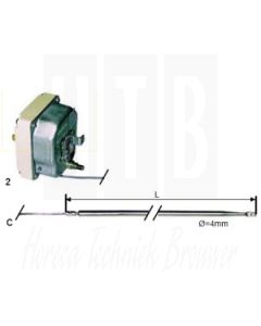 EGO Begrenzer 360°C 1-Polig, Voeler 120/Ø4mm Capilair 1170/1070mm. 51.64945.010