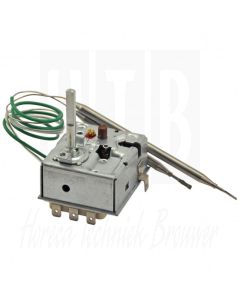 EGO Thermostaat 30°-80°C. Begrenzer 100°C 3-polig. Voeler 94/Ø6 129/Ø6mm. Capillair 390/300 390/30mm. 55.60011.030