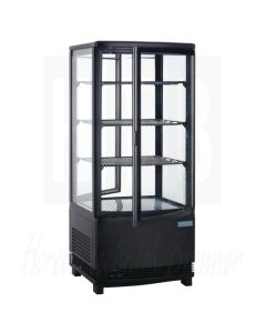 Polar koelvitrine met gebogen glasdeur zwart - 86ltr