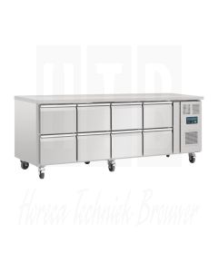 Polar U-serie geventileerde gekoelde GN werkbank met 8 laden