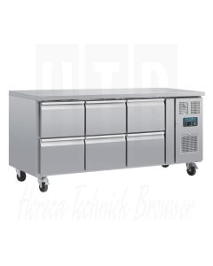 Polar U-serie geventileerde gekoelde GN werkbank met 6 laden